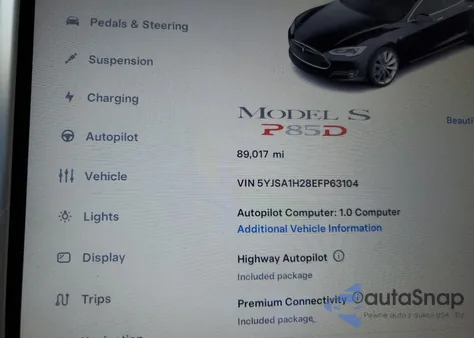 2014 Tesla Model S from USA, damaged, VIN 5YJSA1H28EFP63104